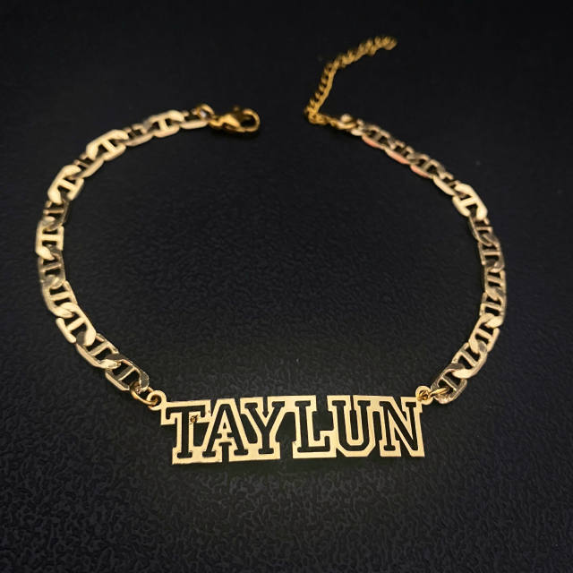 Creative hiphop hollow out name custome anklet
