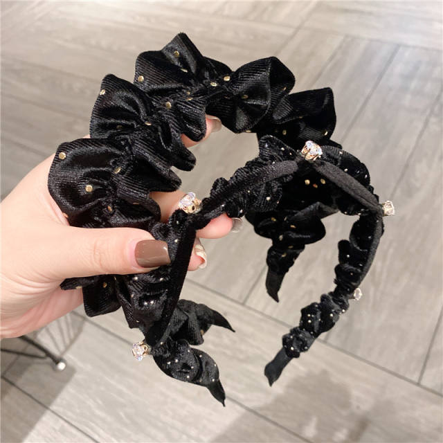 Korean fashion winter design black velvet scrunchies headband