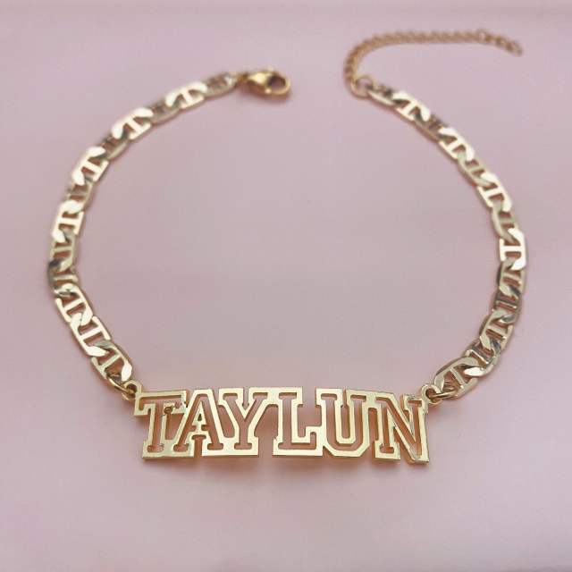 Creative hiphop hollow out name custome anklet