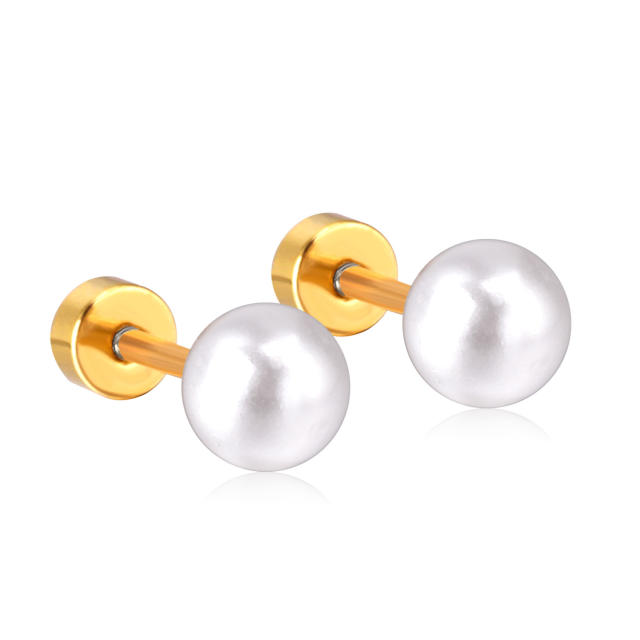 Elegant pearl stainless steel earrings
