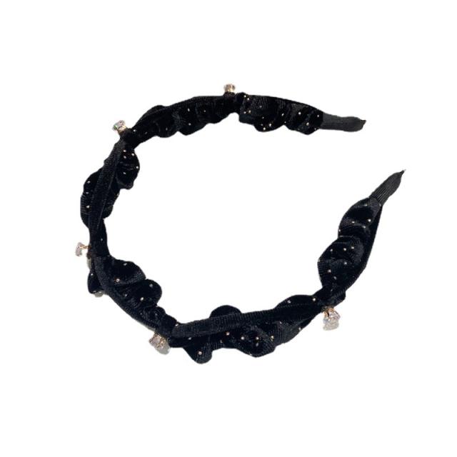 Korean fashion winter design black velvet scrunchies headband