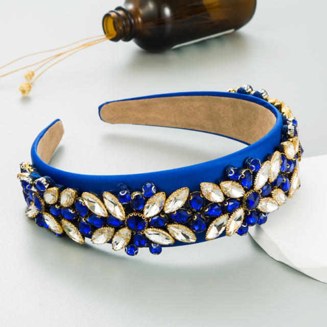 Color glass crystal flower headband