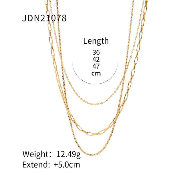 INS concise easy match stainless steel chain necklace