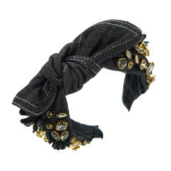 Personality denim knotted bow headband
