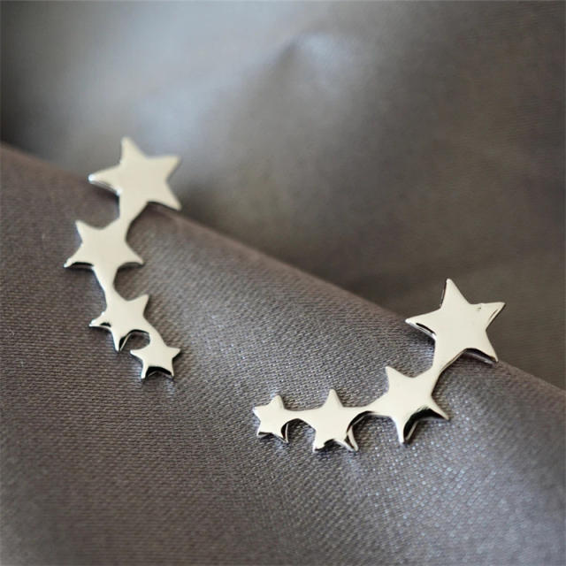 Creative silver color star earrings