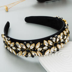 Color glass crystal flower headband