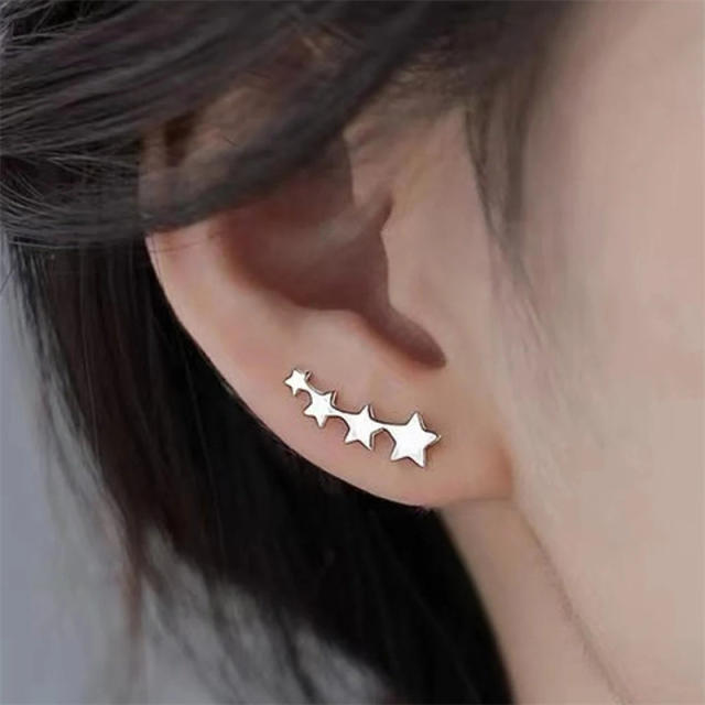 Creative silver color star earrings