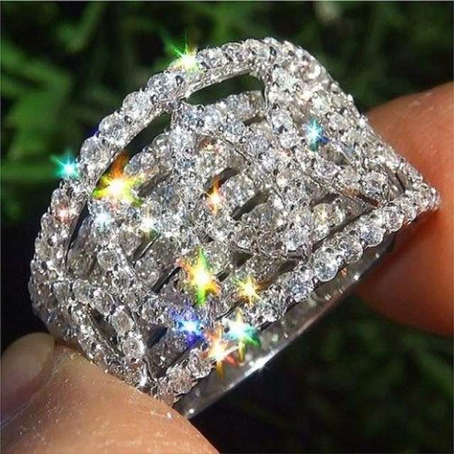 AAA cubic zircon full diamond wedding rings