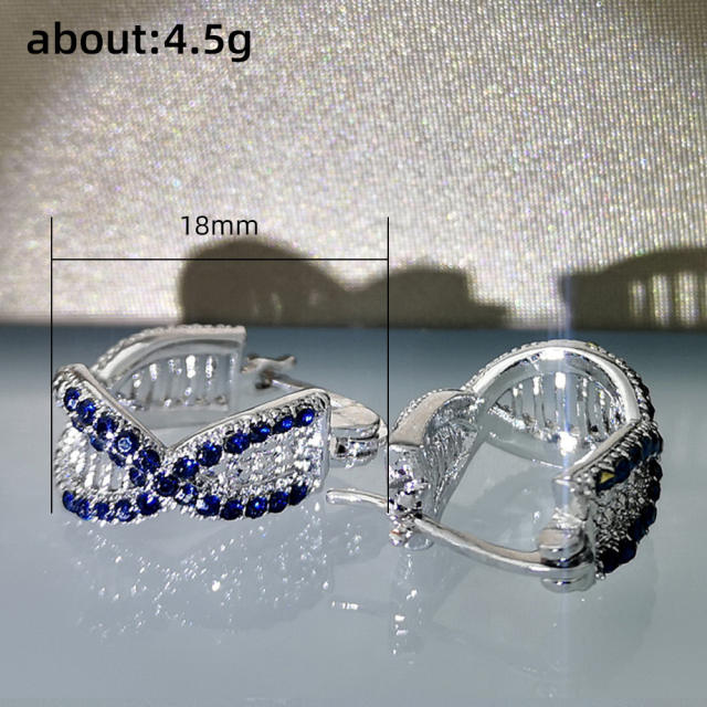 Korean fashion two color diamond pave setting huggie earrings