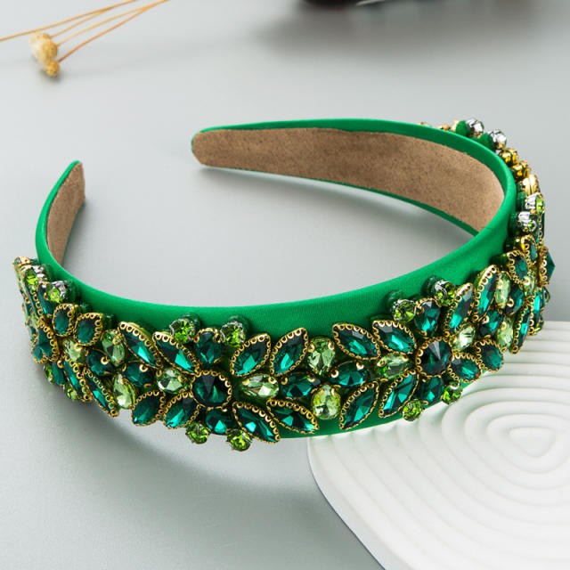 Color glass crystal flower headband