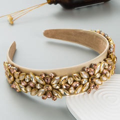 Color glass crystal flower headband