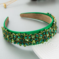 Color glass crystal flower headband