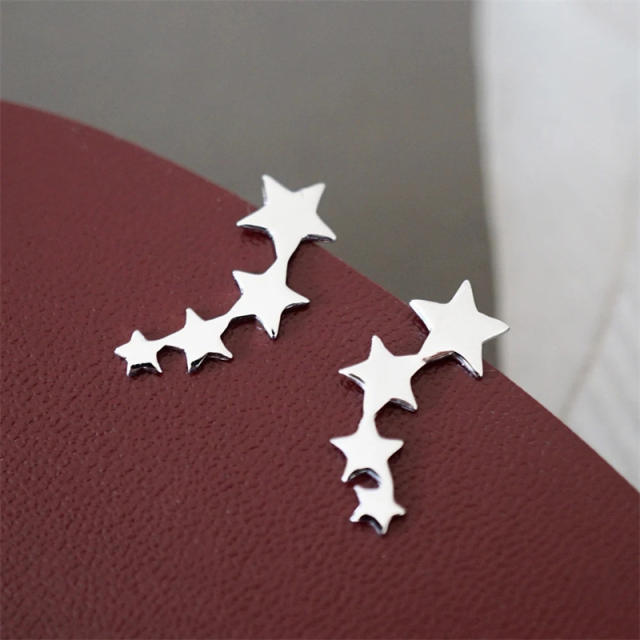 Creative silver color star earrings
