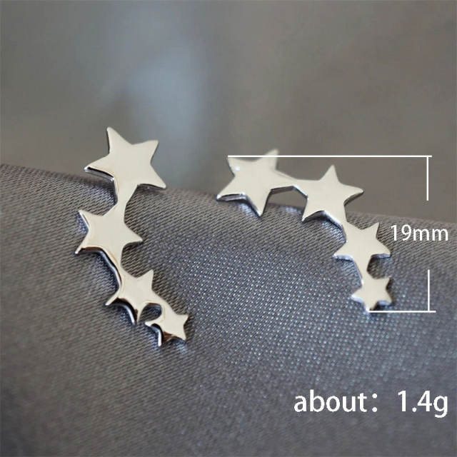 Creative silver color star earrings