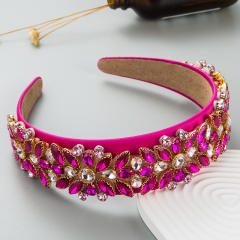 Color glass crystal flower headband