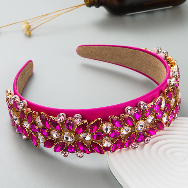 Color glass crystal flower headband