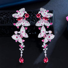 925 needle luxury pave setting crystal handmade butterfly earrings