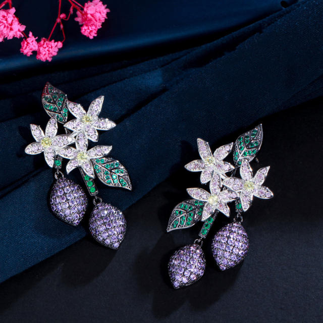 Luxury handmade pave setting diamond earrings