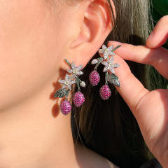 Korean fashion luxury pave setting diamond earrings