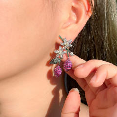 Korean fashion luxury pave setting diamond earrings