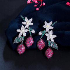 Korean fashion luxury pave setting diamond earrings