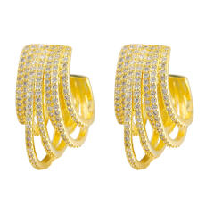 Personality pave setting diamond huggie earrings
