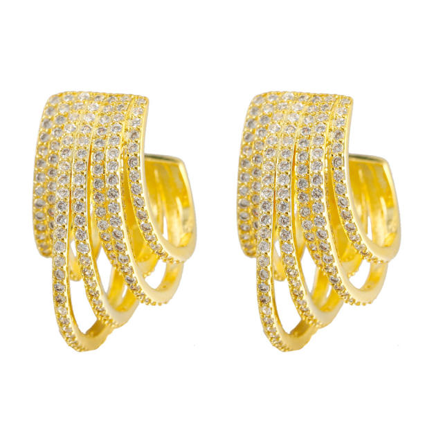 Personality pave setting diamond huggie earrings