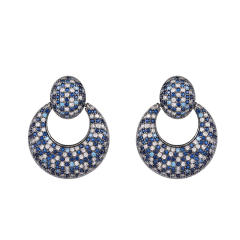 Vintage luxury pave setting diamond circle earrings