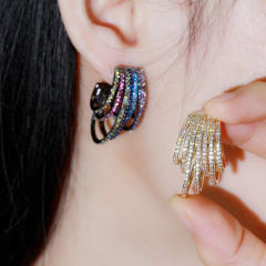 Personality pave setting diamond huggie earrings