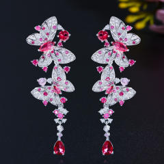 925 needle luxury pave setting crystal handmade butterfly earrings