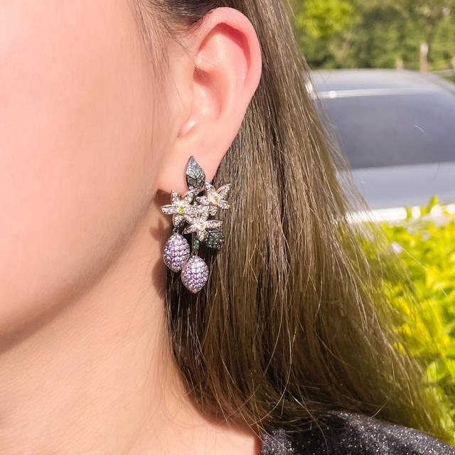 Luxury handmade pave setting diamond earrings