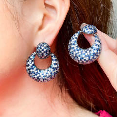 Vintage luxury pave setting diamond circle earrings