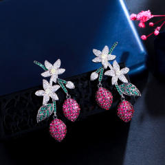 Korean fashion luxury pave setting diamond earrings