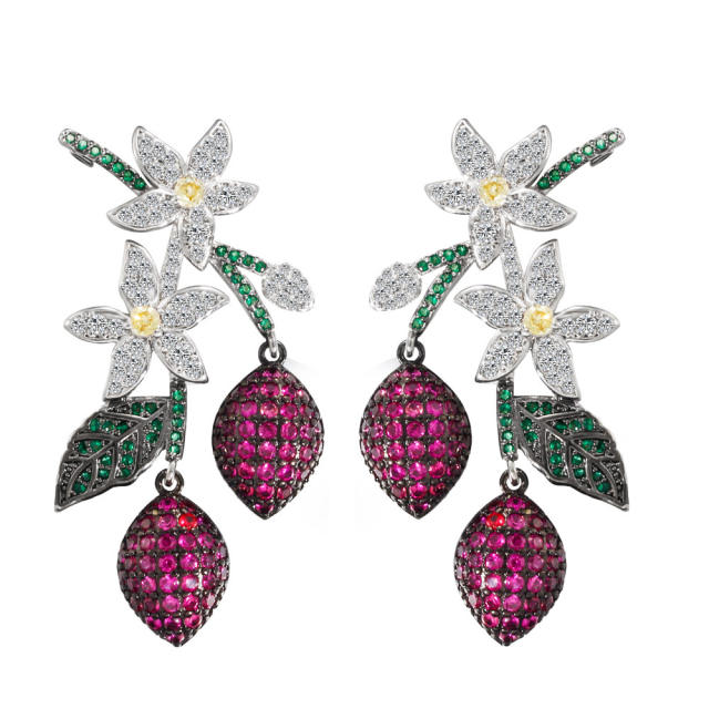 Korean fashion luxury pave setting diamond earrings