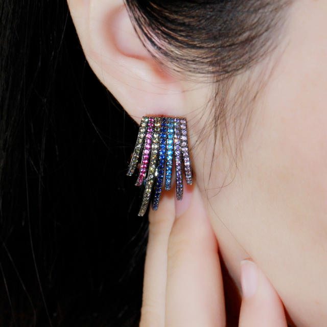 Personality pave setting diamond huggie earrings