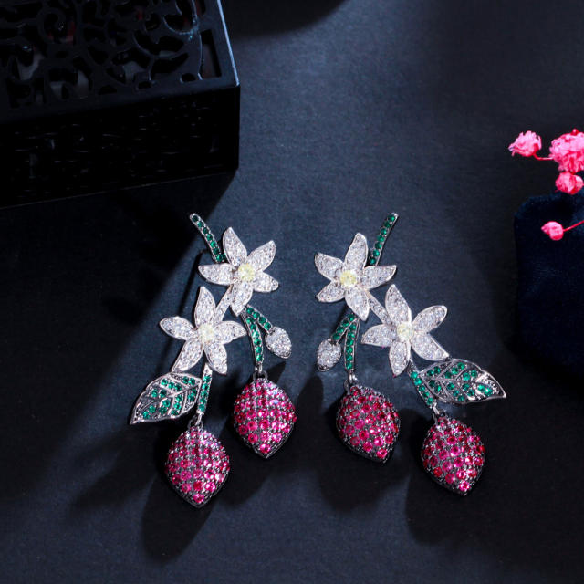 Korean fashion luxury pave setting diamond earrings