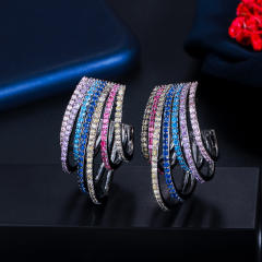 Personality pave setting diamond huggie earrings