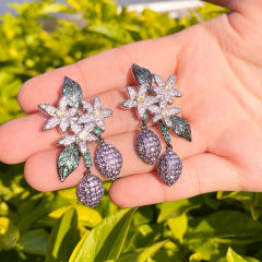 Luxury handmade pave setting diamond earrings