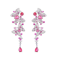 925 needle luxury pave setting crystal handmade butterfly earrings