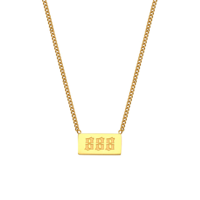 Occident fashion elegant angel number 111 to 999 stainless steel necklace