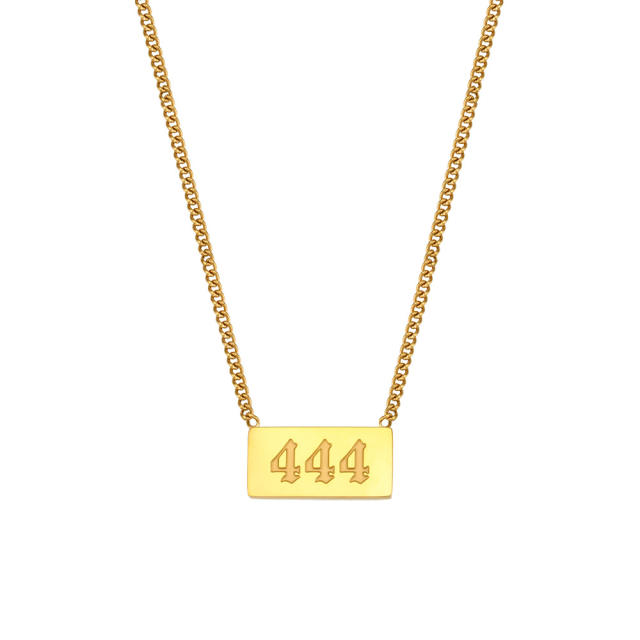 Occident fashion elegant angel number 111 to 999 stainless steel necklace