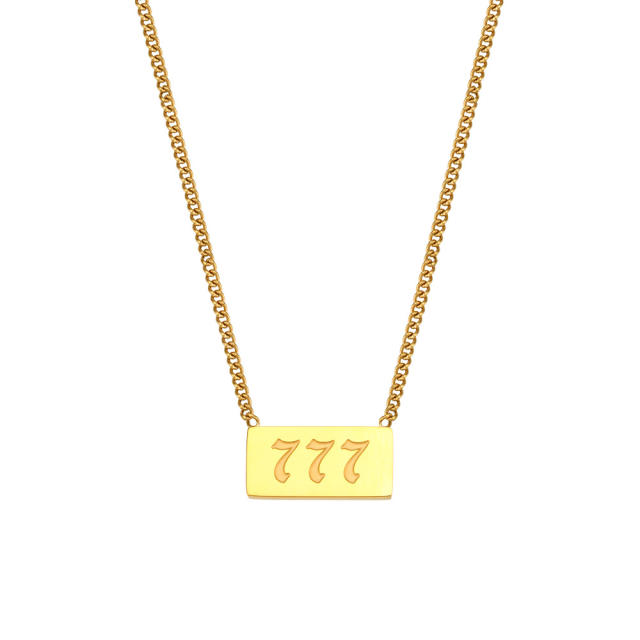 Occident fashion elegant angel number 111 to 999 stainless steel necklace