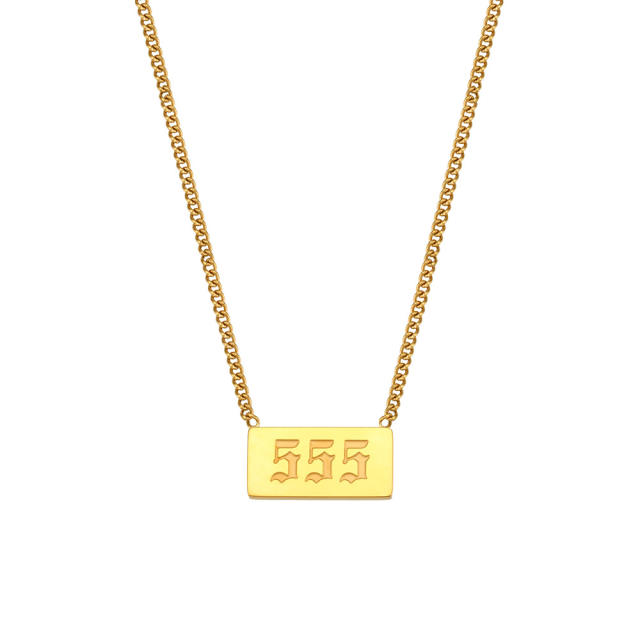 Occident fashion elegant angel number 111 to 999 stainless steel necklace
