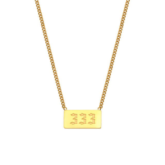 Occident fashion elegant angel number 111 to 999 stainless steel necklace