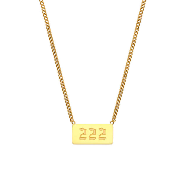 Occident fashion elegant angel number 111 to 999 stainless steel necklace