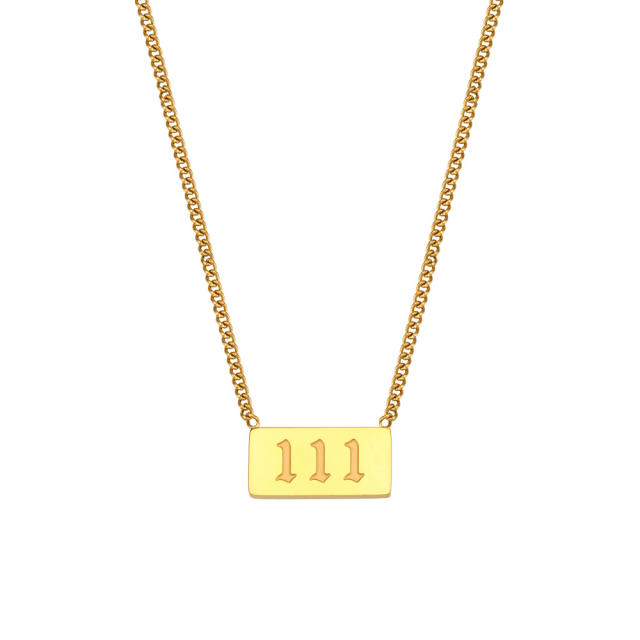 Occident fashion elegant angel number 111 to 999 stainless steel necklace