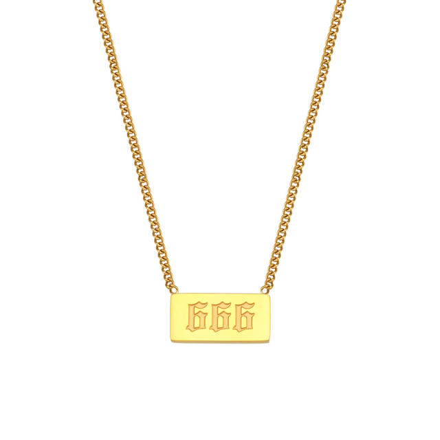 Occident fashion elegant angel number 111 to 999 stainless steel necklace