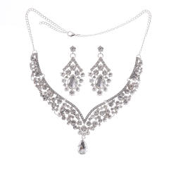 Elegant colorful glass crystal statament wedding necklace set