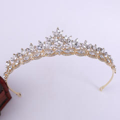 Korean fashion colorful glass crystal statement crown for women