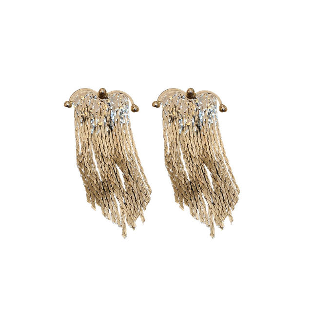 925 needle elegant chain tassel earrings